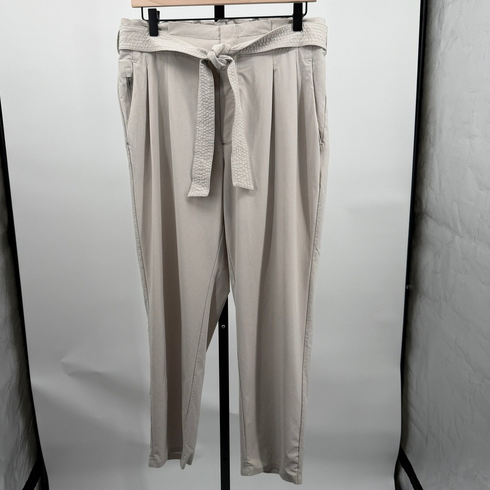 Athleta Skyline Pant II Paperbag Waist Trousers Beige Size 12 Workwear‎